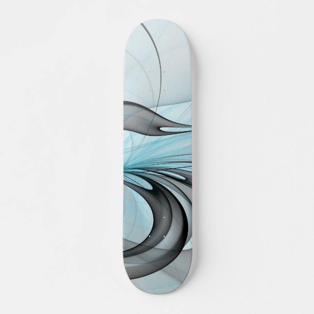 Abstrakt Antracit Grå Blå Modern Fraktal Konst Mini Skateboard Bräda 18,5 Cm (Framsida)