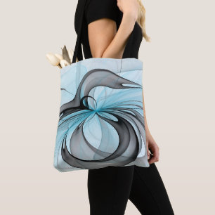 Abstrakt Antracit Grå Blå Modern Fraktal Konst Tygkasse