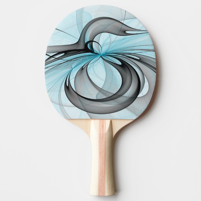 Abstrakt Antracite Grått Blue Modern Fractal Art Pingisracket (Framsidan)