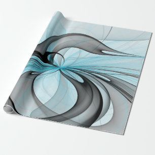 Abstrakt Antracite Grått Blue Modern Fractal Art Presentpapper