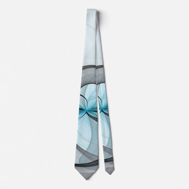Abstrakt Antracite Grått Blue Modern Fractal Art Slips (Framsida)