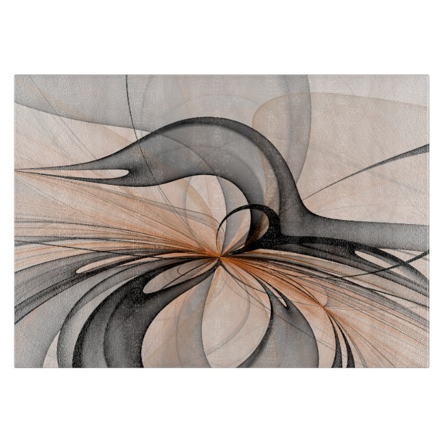 Abstrakt Antracite Grått Sienna Modern Fractal Art (Framsidan)
