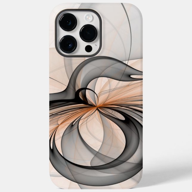 Abstrakt Antracite Grått Sienna Modern Fractal Art (Baksida)