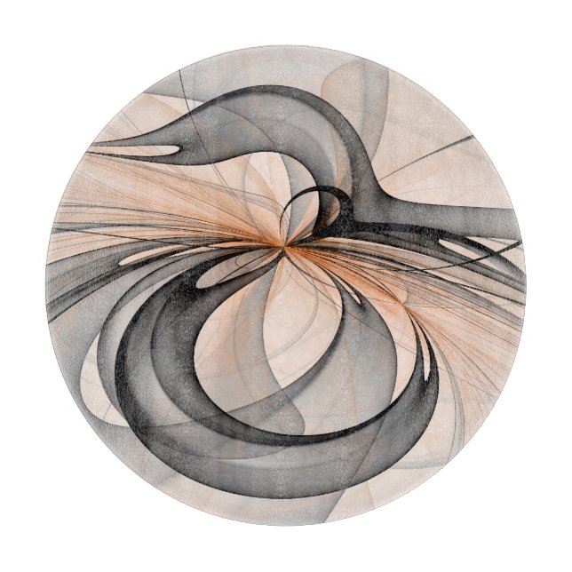 Abstrakt Antracite Grått Sienna Modern Fractal Art (Framsidan)