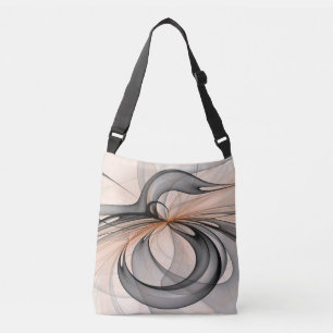Abstrakt Antracite Grått Sienna Modern Fractal Art Axelväska