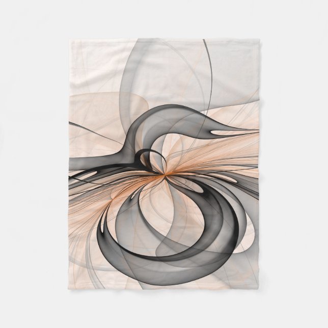 Abstrakt Antracite Grått Sienna Modern Fractal Art Fleecefilt (Framsidan)