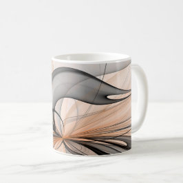 Abstrakt Antracite Grått Sienna Modern Fractal Art Kaffemugg