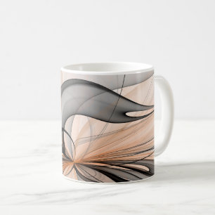 Abstrakt Antracite Grått Sienna Modern Fractal Art Kaffemugg