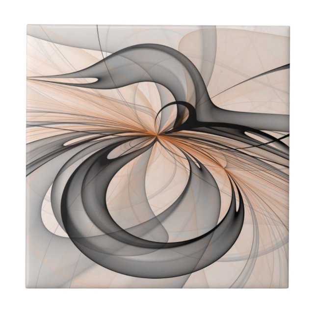 Abstrakt Antracite Grått Sienna Modern Fractal Art Kakelplatta (Framsidan)
