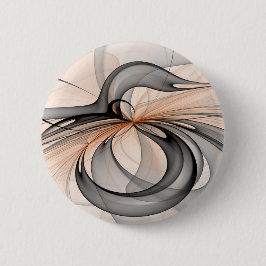Abstrakt Antracite Grått Sienna Modern Fractal Art Knapp