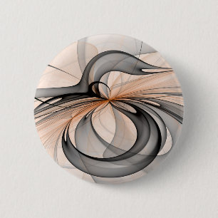 Abstrakt Antracite Grått Sienna Modern Fractal Art Knapp