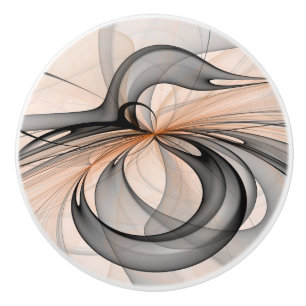 Abstrakt Antracite Grått Sienna Modern Fractal Art Knopp
