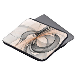 Abstrakt Antracite Grått Sienna Modern Fractal Art Laptop Fodral
