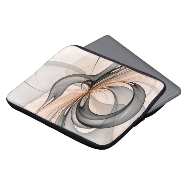 Abstrakt Antracite Grått Sienna Modern Fractal Art Laptop Fodral (Framsida topp)