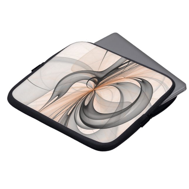 Abstrakt Antracite Grått Sienna Modern Fractal Art Laptop Fodral (Framsida topp)