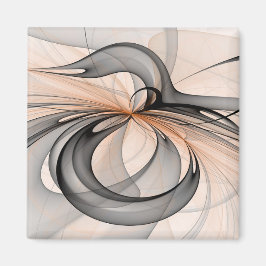 Abstrakt Antracite Grått Sienna Modern Fractal Art Magnet