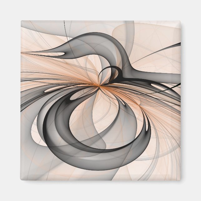 Abstrakt Antracite Grått Sienna Modern Fractal Art Magnet (Framsidan)