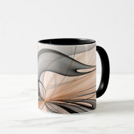 Abstrakt Antracite Grått Sienna Modern Fractal Art Mugg