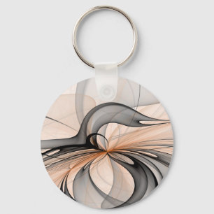 Abstrakt Antracite Grått Sienna Modern Fractal Art Nyckelring