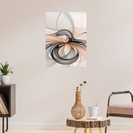 Abstrakt Antracite Grått Sienna Modern Fractal Art Poster