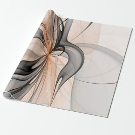 Abstrakt Antracite Grått Sienna Modern Fractal Art Presentpapper