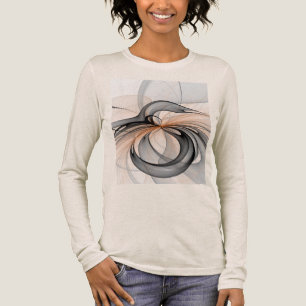 Abstrakt Antracite Grått Sienna Modern Fractal Art T Shirt