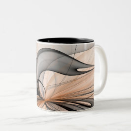 Abstrakt Antracite Grått Sienna Modern Fractal Art Två-Tonad Mugg