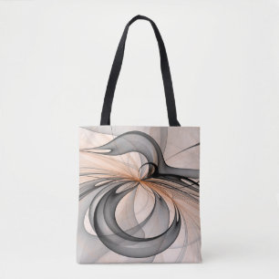 Abstrakt Antracite Grått Sienna Modern Fractal Art Tygkasse