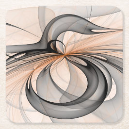 Abstrakt Antracite Grått Sienna Modern Fractal Art Underlägg Papper Kvadrat
