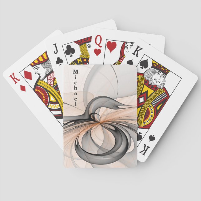 Abstrakt Antracite Grått Sienna Shape Fractal Namn Casinokort (Baksidan)