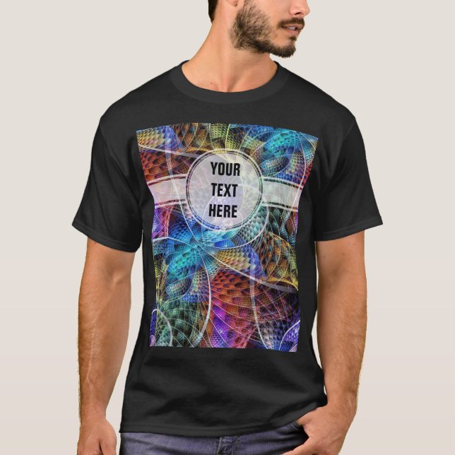 Abstrakt Apophysis Fractal X + din text T Shirt (Framsida)