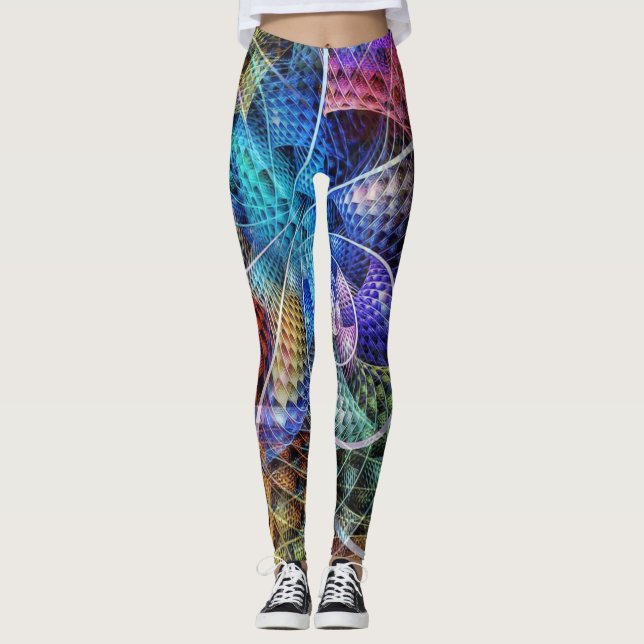 Abstrakt Apophysis Fractal X + dina idéer Leggings (Framsida)