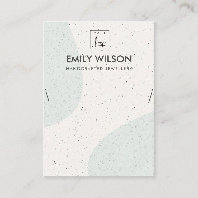 ABSTRAKT AQUA BLUE CERAMIC NECKLACE VISNING LOGOTY VISITKORT (Framsida)