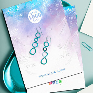 Abstrakt Aqua Blue necklace örringar Visitkort