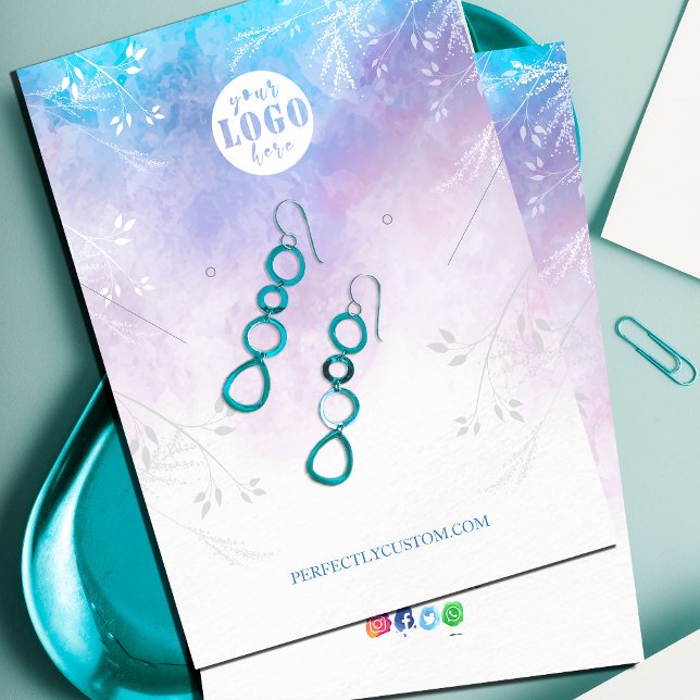 Abstrakt Aqua Blue necklace örringar Visitkort (Abstract Aqua Blue necklace earrings Business Card #abstractaquablue #seacolor #brightcolor)