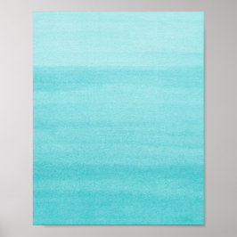 Abstrakt Aqua Blue Ombre Watercolor Art Poster