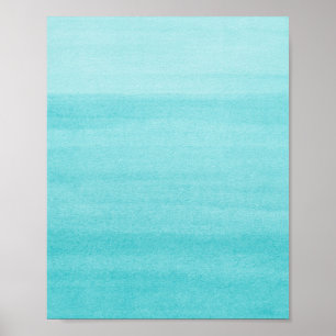 Abstrakt Aqua Blue Ombre Watercolor Art Poster