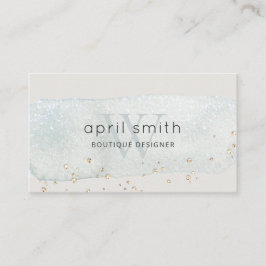 Abstrakt Aqua Blue Push Stoke Monogram Glitter Visitkort