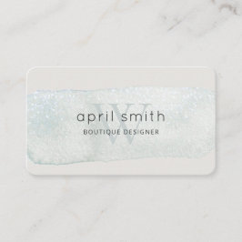 Abstrakt Aqua Blue Push Stoke Monogram Shiny Visitkort