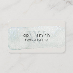 Abstrakt Aqua Blue Push Stoke Monogram Shiny Visitkort