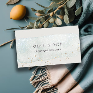 Abstrakt Aqua Blue Push Stoke Watercolor Glitter Visitkort