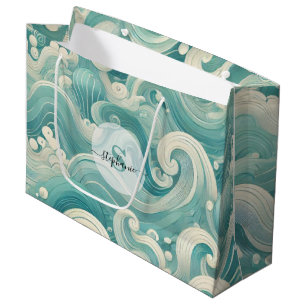 Abstrakt Aqua Blue & White Wave - Modern Fluid Art