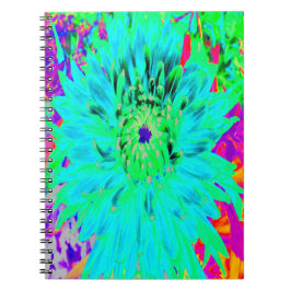 Abstrakt Aqua Decorative Dahlia Flower Anteckningsbok