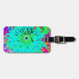 Abstrakt Aqua Decorative Dahlia Flower Bagagebricka