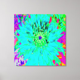 Abstrakt Aqua Decorative Dahlia Flower Canvastryck