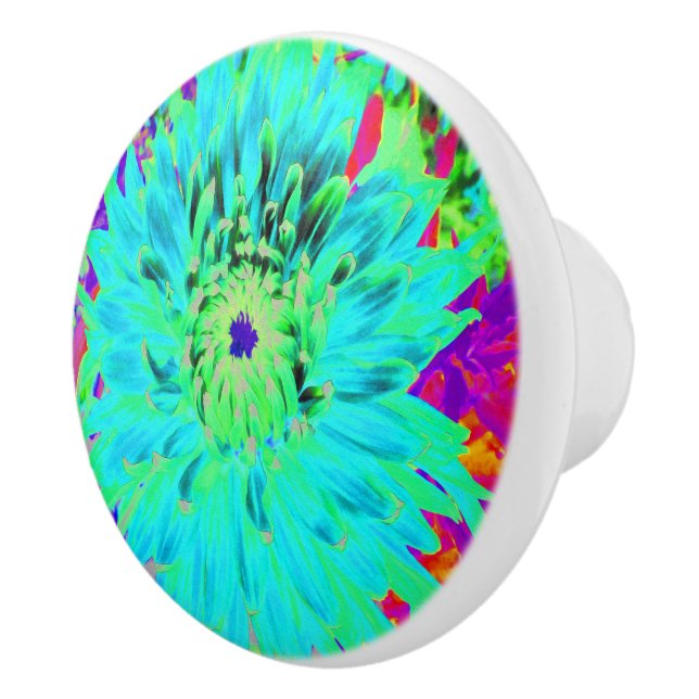 Abstrakt Aqua Decorative Dahlia Flower Knopp (Höger)