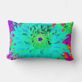 Abstrakt Aqua Decorative Dahlia Flower Lumbarkudde