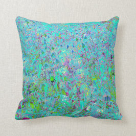 Abstrakt Aqua Grönt and Lila Coneflower Garden Kudde