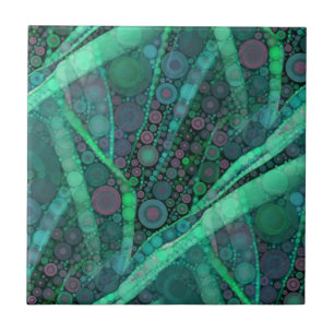 Abstrakt Aqua Grönt Lila Retro Circle Mosaic Kakelplatta