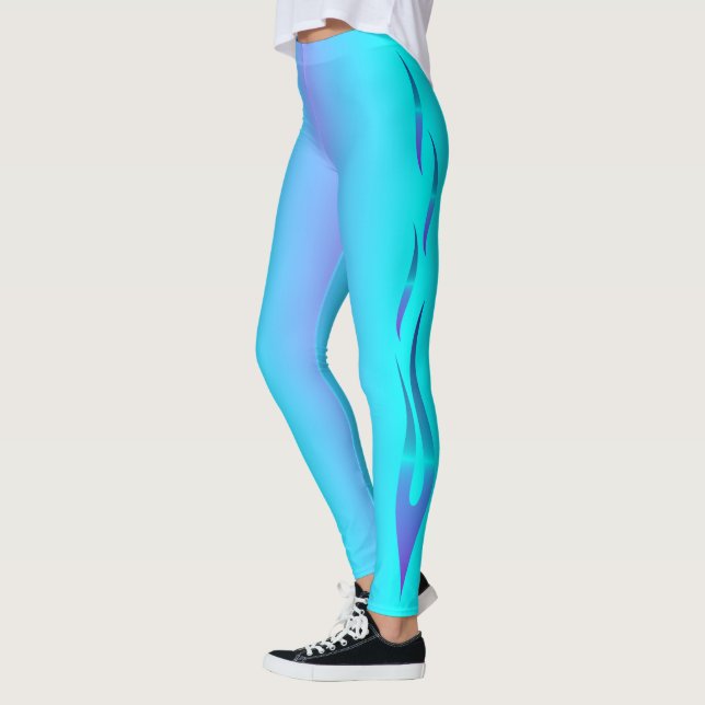 Abstrakt Aqua och Lavender Design Leggings (Vänster)